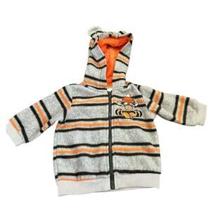 VTG Disney Baby Embroidered Striped Tigger Fleece Hooded Jacket with Ears 6/9 Mo